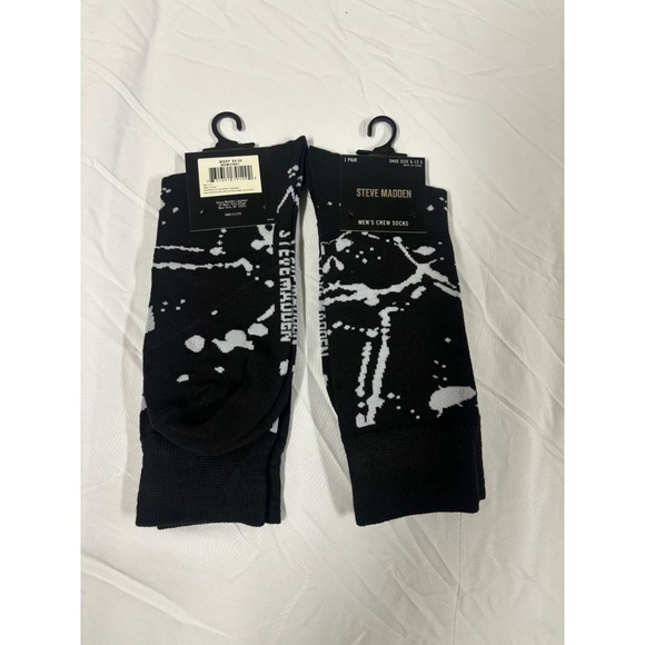 Steve Madden Other - Steve Madden Black‎ White Paint Splatter Pattern Crew Socks Size 6-12.5 - Set 2